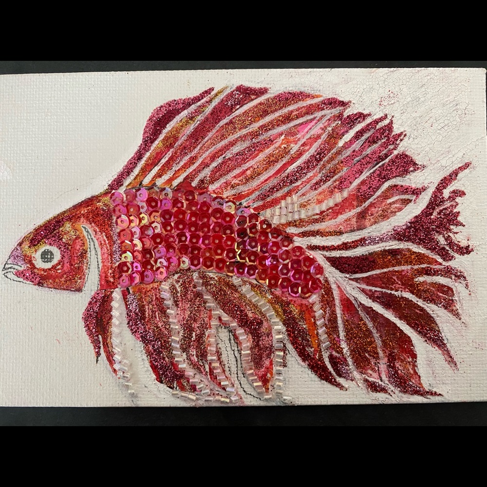 Handmade Mini Beaded Fish Portrait
